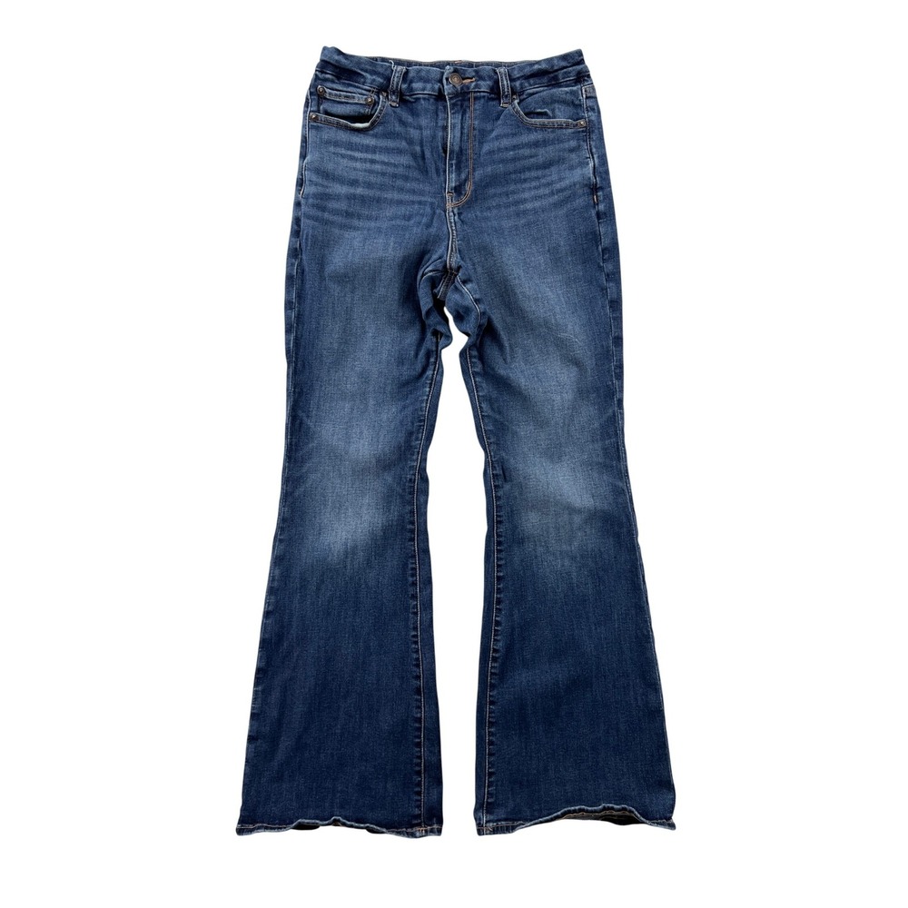 American Eagle Curvy Super High Rise Flare Jeans Women 6 -28x31 Blue Y2K Stretch